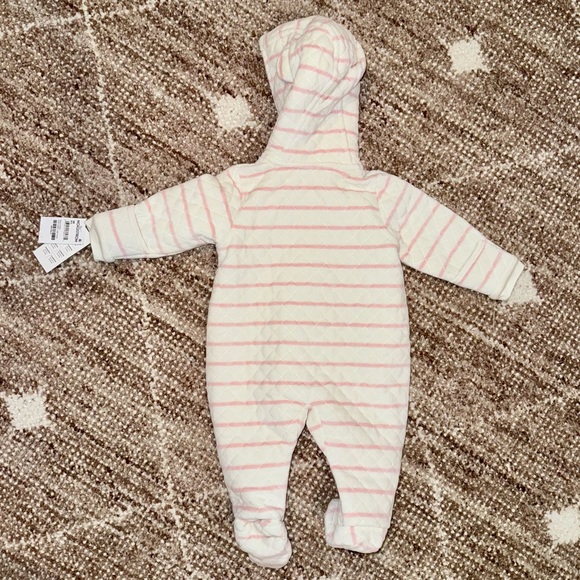 Nordstrom Quilted Bunting (6M) - Ivory & Pink Stripe NWT - Picture 3 of 3